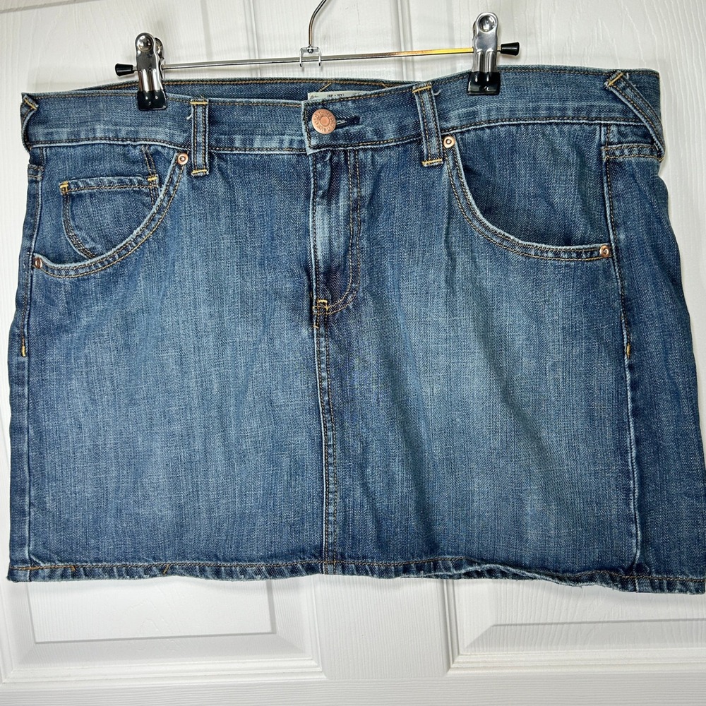 Old Navy Vintage Denim Mini Skirt Women's 14 Blue Jean 100 Cotton Casual